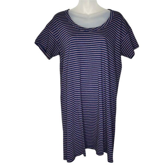 Current/Elliott The Slouchy Scoop Neck Dress Navy Sonic Stripe Size 1 NWOT - Picture 4 of 10
